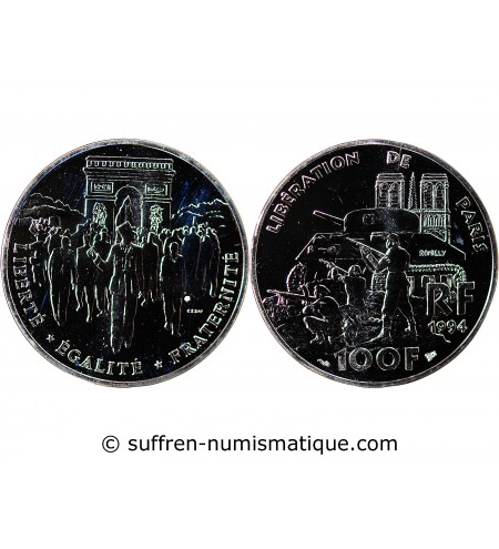 LIBERATION DE PARIS - ESSAI DE 100 FRANCS ARGENT 1994