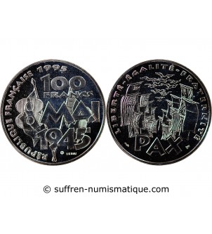 ARMISTICE DU 8 MAI 1945 - ESSAI DE 100 FRANCS ARGENT 1995