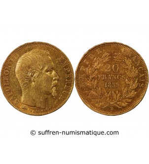 NAPOLEON III - 20 FRANCS OR 1855 D LYON "Grand D"