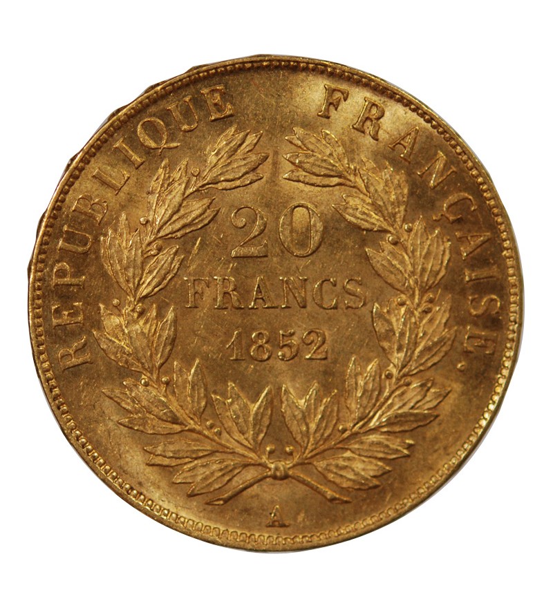 LOUIS-NAPOLEON BONAPARTE - 20 FRANCS OR 1852 A
