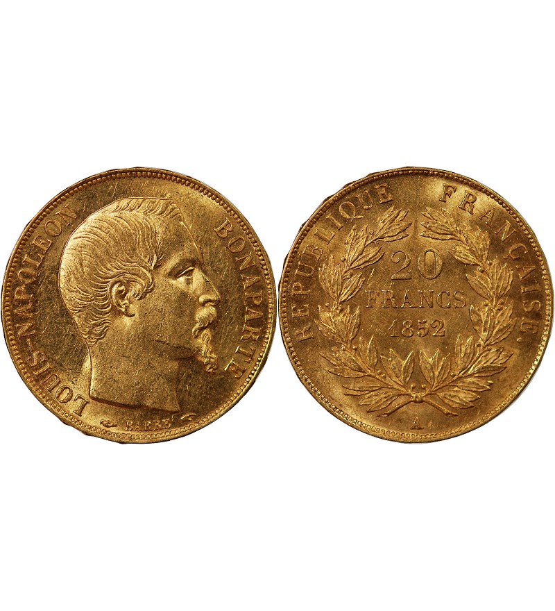LOUIS-NAPOLEON BONAPARTE - 20 FRANCS OR 1852 A
