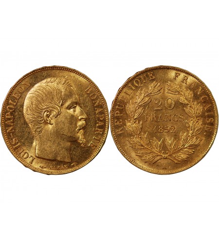 LOUIS-NAPOLEON BONAPARTE - 20 FRANCS OR 1852 A