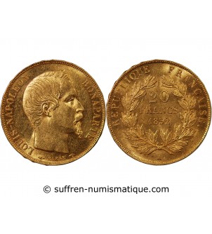 LOUIS-NAPOLEON BONAPARTE - 20 FRANCS OR 1852 A