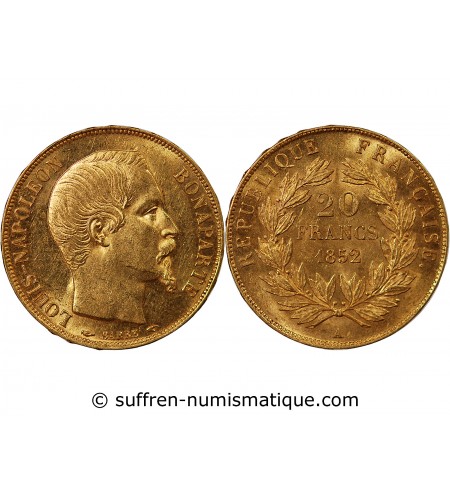 LOUIS-NAPOLEON BONAPARTE - 20 FRANCS OR 1852 A