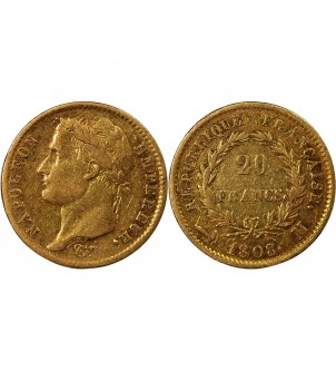 NAPOLEON Ier - 20 FRANCS OR 1808 M TOULOUSE "Type République"﻿﻿ 2