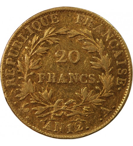 BONAPARTE 1er CONSUL﻿ - 20 FRANCS OR AN 12 A PARIS﻿