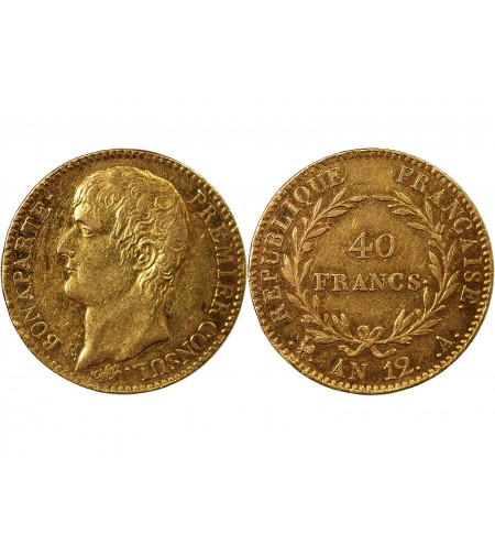 BONAPARTE 1er CONSUL﻿ - 40 FRANCS OR AN 12 A PARIS﻿