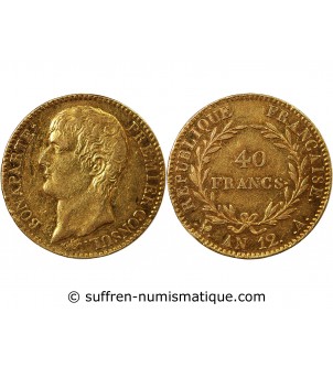 BONAPARTE 1er CONSUL﻿ - 40 FRANCS OR AN 12 A PARIS﻿