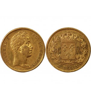 CHARLES X﻿ - 40 FRANCS OR 1828 A PARIS﻿ 2