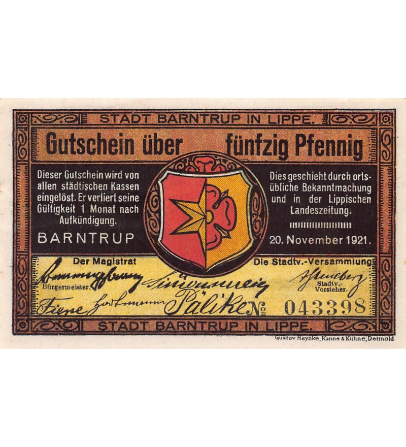 ALLEMAGNE, BARNTRUP IN LIPPE - 50 PFENNIG 1921