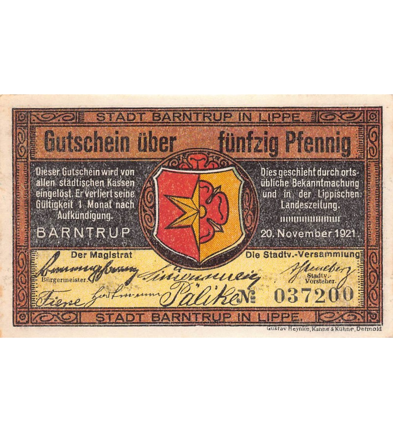 ALLEMAGNE, BARNTRUP IN LIPPE - 50 PFENNIG 1921