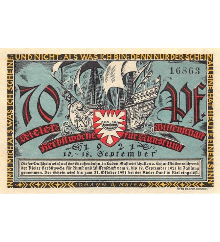 ALLEMAGNE, KIEL - 70 PFENNIG 1921