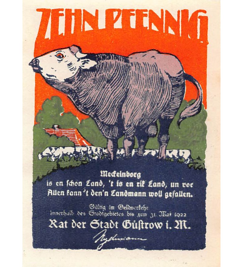 ALLEMAGNE, GÜSTROW - 10 PFENNIG 1922
