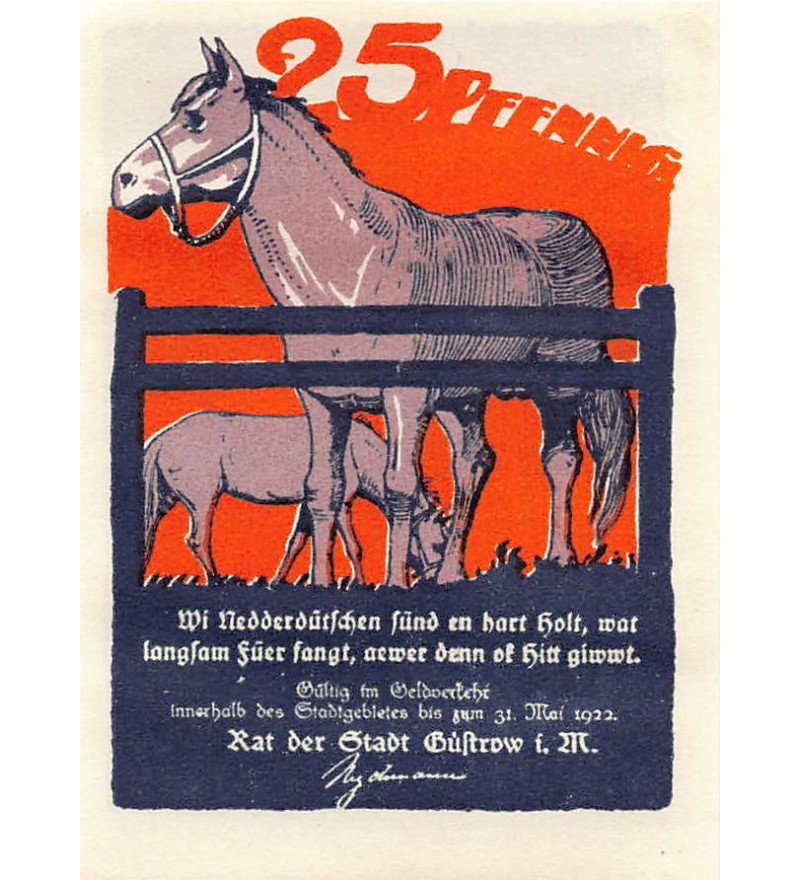 ALLEMAGNE, GÜSTROW - 25 PFENNIG 1922