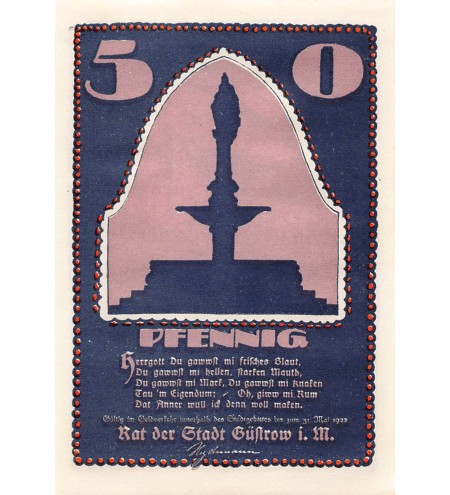 ALLEMAGNE, GÜSTROW - 50 PFENNIG 1922