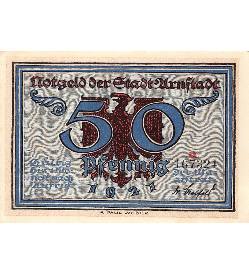 ALLEMAGNE, ARNSTADT - 50 PFENNIG 1921