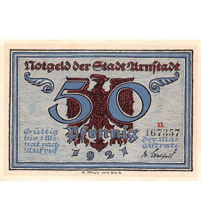 ALLEMAGNE, ARNSTADT - 50 PFENNIG 1921