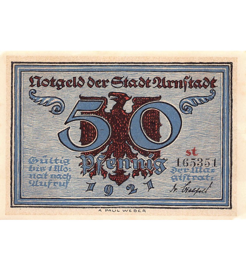 ALLEMAGNE, ARNSTADT - 50 PFENNIG 1921