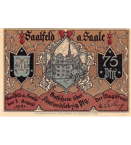 ALLEMAGNE, SAALFELD A. SAALE - 75 PFENNIG 1921