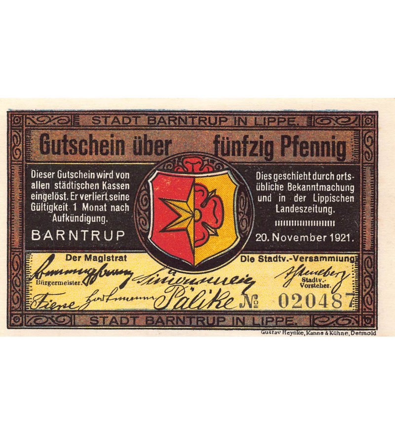 ALLEMAGNE, BARNTRUP IN LIPPE - 50 PFENNIG 1921