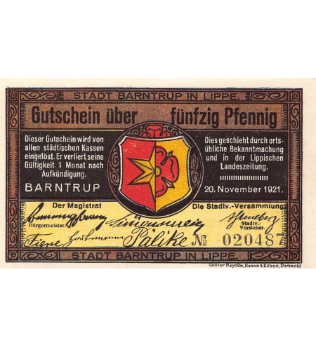ALLEMAGNE, BARNTRUP IN LIPPE - 50 PFENNIG 1921