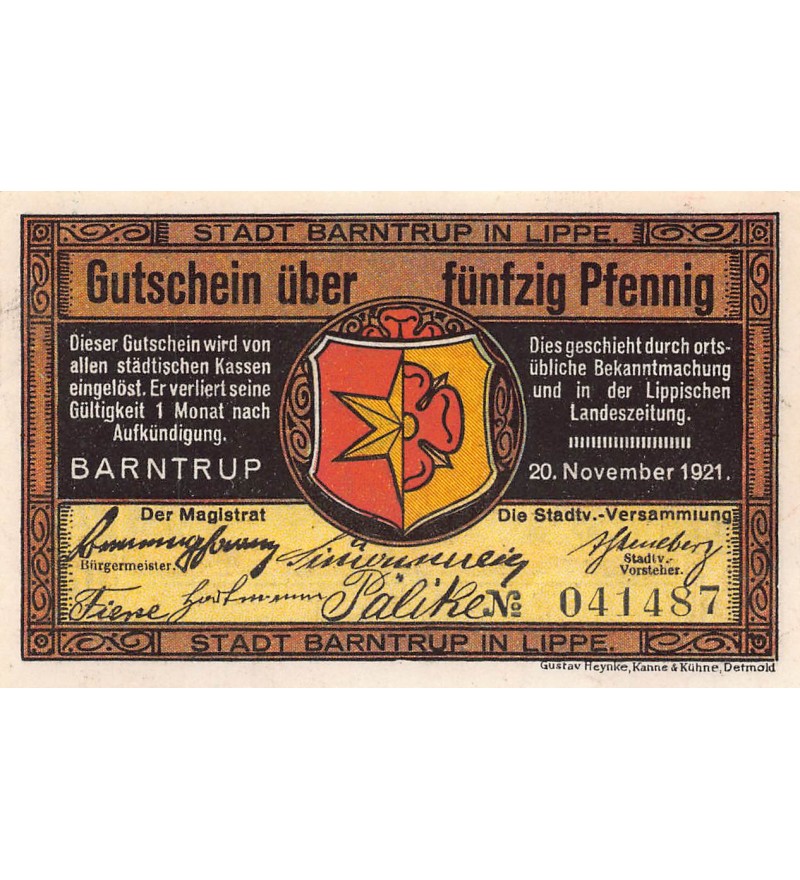 ALLEMAGNE, BARNTRUP IN LIPPE - 50 PFENNIG 1921