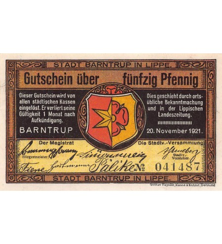 ALLEMAGNE, BARNTRUP IN LIPPE - 50 PFENNIG 1921