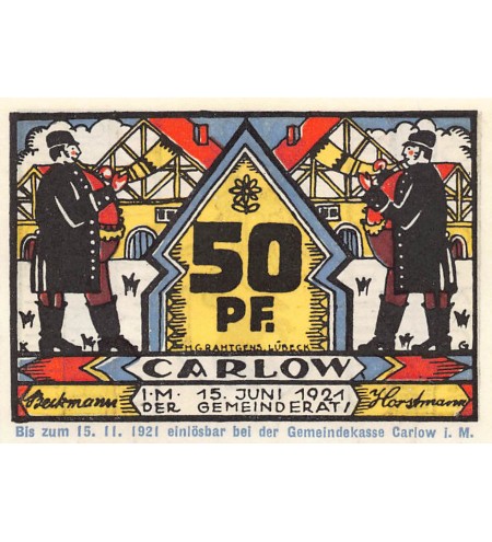 ALLEMAGNE, CARLOW - 50 PFENNIG 1921