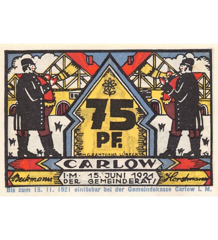 ALLEMAGNE, CARLOW - 75 PFENNIG 1921