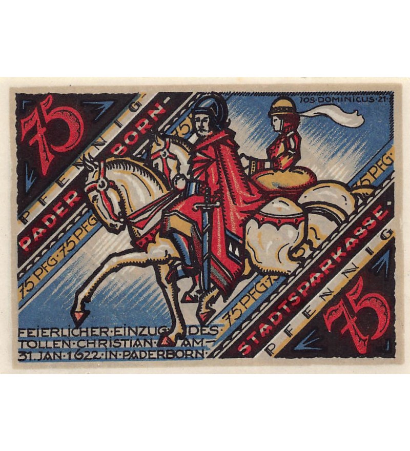 ALLEMAGNE, PADERBORN - 75 PFENNIG 1922