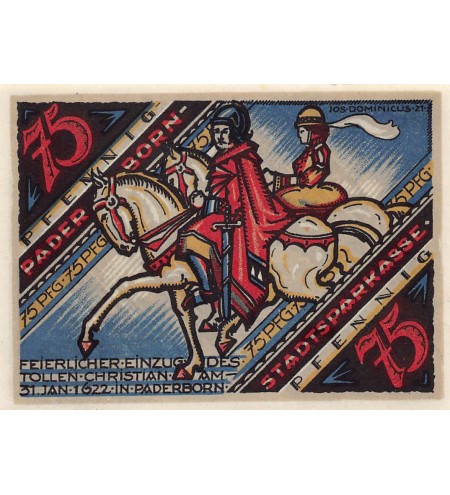 ALLEMAGNE, PADERBORN - 75 PFENNIG 1922