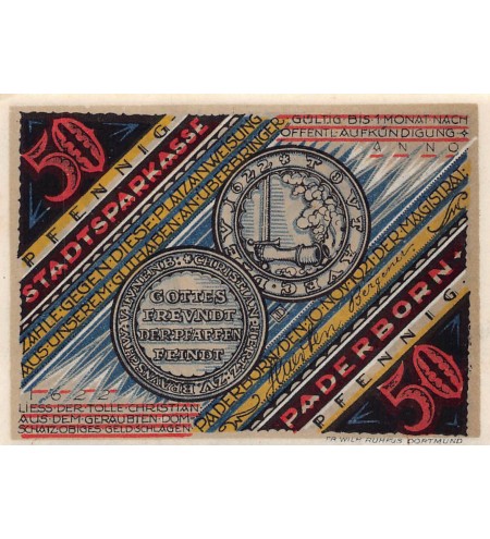 ALLEMAGNE, PADERBORN - 50 PFENNIG 1922