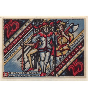 ALLEMAGNE, PADERBORN - 25 PFENNIG 1922