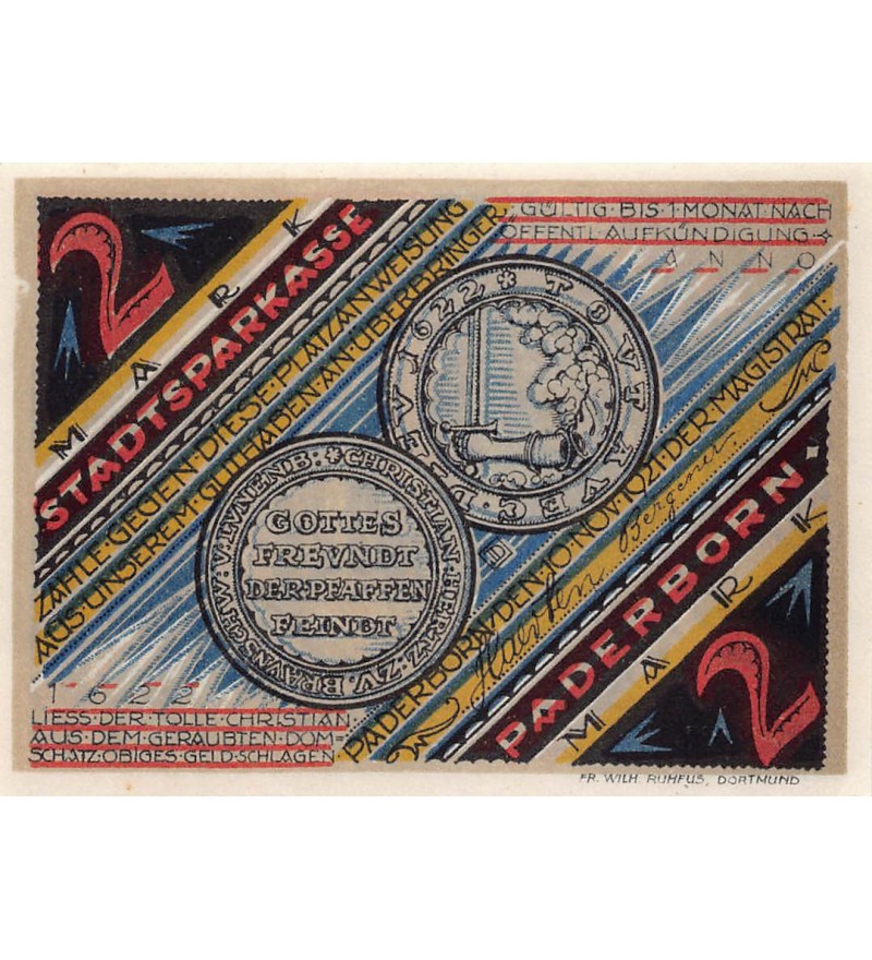 ALLEMAGNE, PADERBORN - 2 MARK 1922