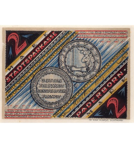 ALLEMAGNE, PADERBORN - 2 MARK 1922