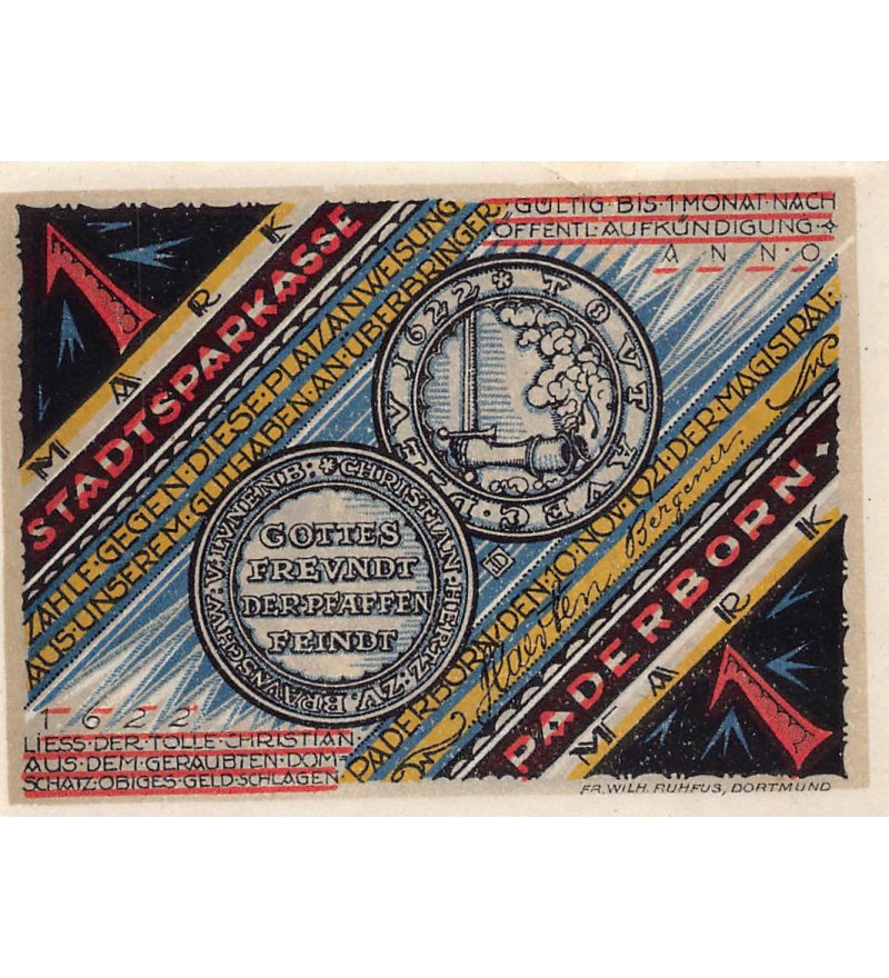 ALLEMAGNE, PADERBORN - 1 MARK 1922