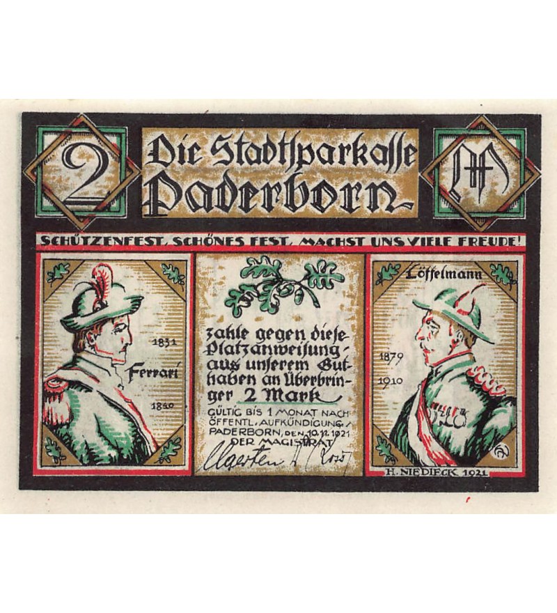 ALLEMAGNE, PADERBORN - 2 MARK 1921