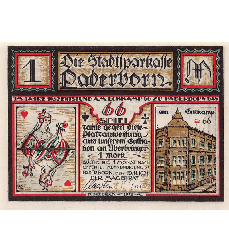 ALLEMAGNE, PADERBORN - 1 MARK 1921