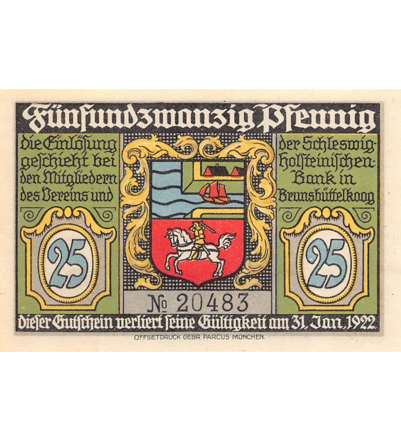 ALLEMAGNE, BRÜNSBUTTEL - 25 PFENNIG 1922