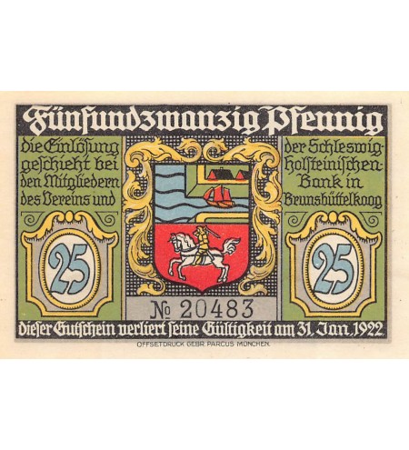 ALLEMAGNE, BRÜNSBUTTEL - 25 PFENNIG 1922