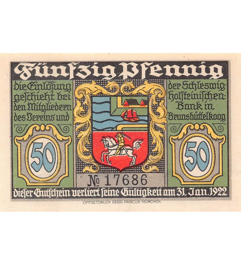 ALLEMAGNE, BRÜNSBUTTEL - 50 PFENNIG 1922