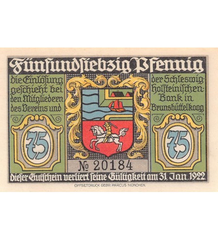 ALLEMAGNE, BRÜNSBUTTEL - 75 PFENNIG 1922