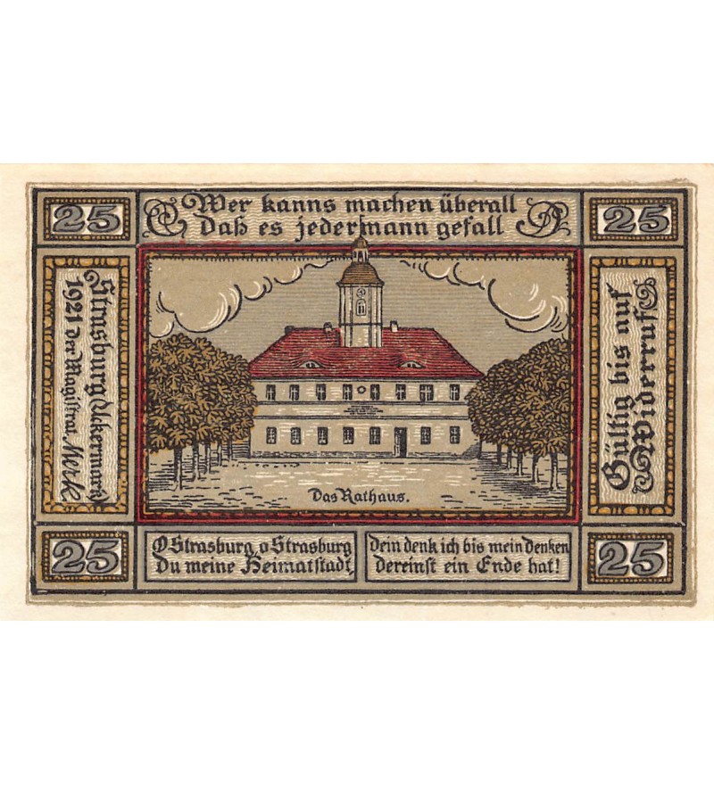 ALLEMAGNE, STRASBURG - 25 PFENNIG 1921