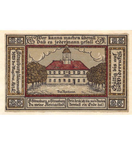 ALLEMAGNE, STRASBURG - 25 PFENNIG 1921