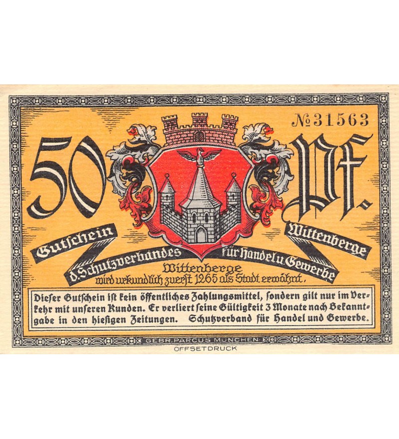 ALLEMAGNE, WITTENBERGE - 50 PFENNIG