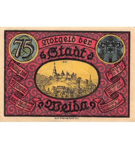ALLEMAGNE, WEIDA - 75 PFENNIG 1921