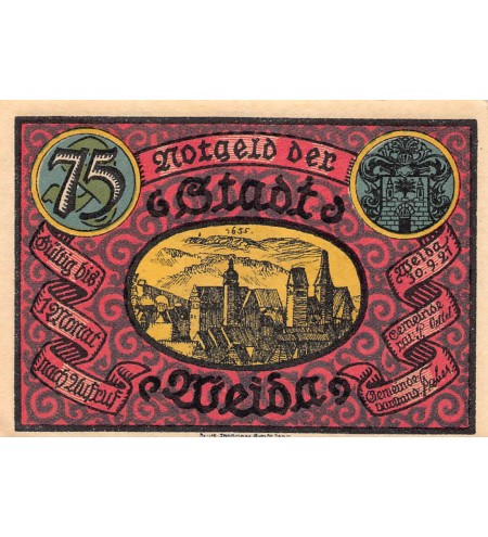 ALLEMAGNE, WEIDA - 75 PFENNIG 1921