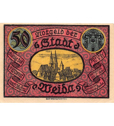 ALLEMAGNE, WEIDA - 50 PFENNIG 1921
