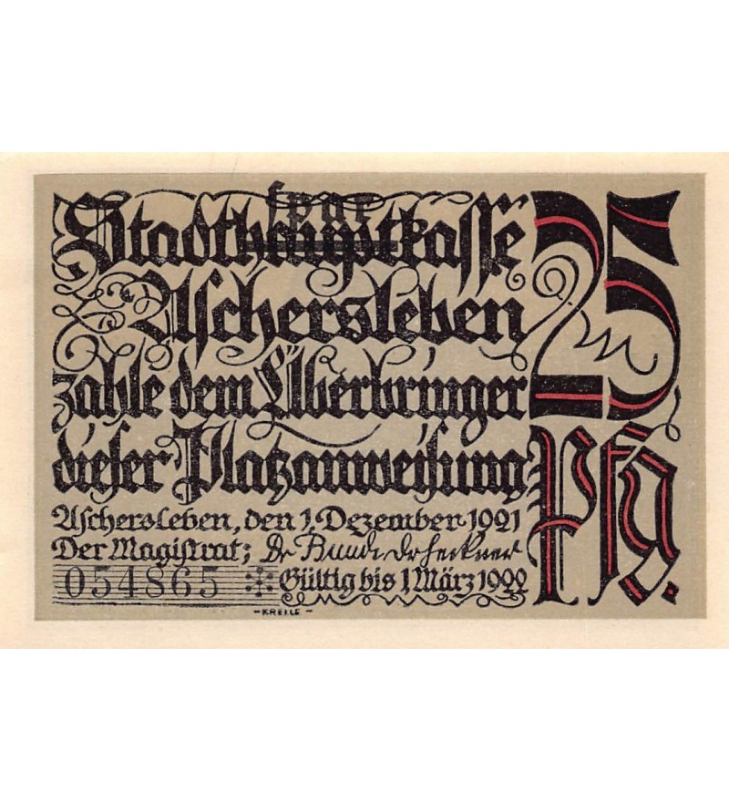 ALLEMAGNE, ASCHERSLEBEN - 25 PFENNIG 1921