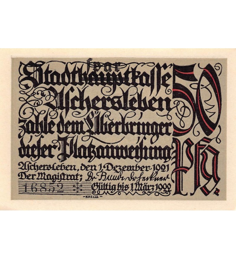 ALLEMAGNE, ASCHERSLEBEN - 50 PFENNIG 1921